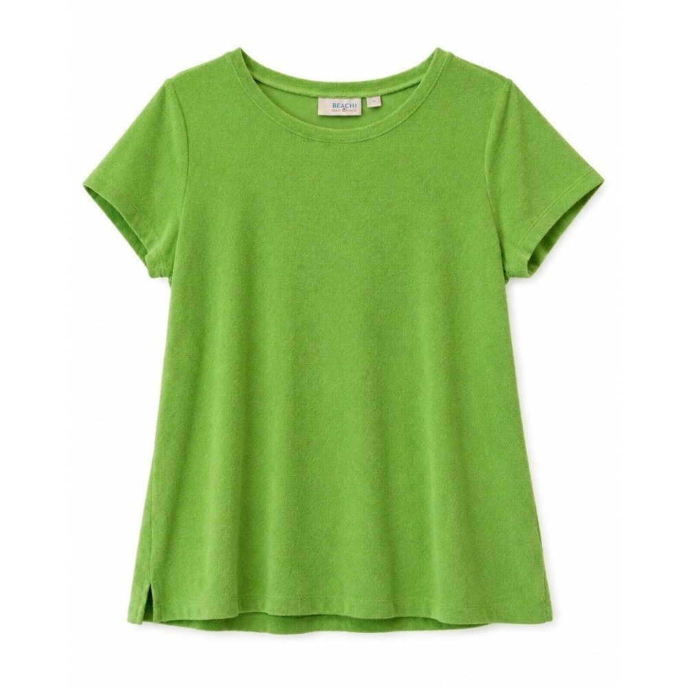 Belle Beach by Kim Gravel Womens Terry‎ Cloth Top Green Short Sleeve Size M